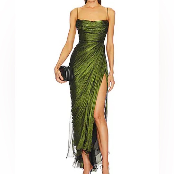 Maria Lucia Hohan Dresses & Skirts - Maria Lucia Hohan Olive Green Spaghetti Strap Midi Dress